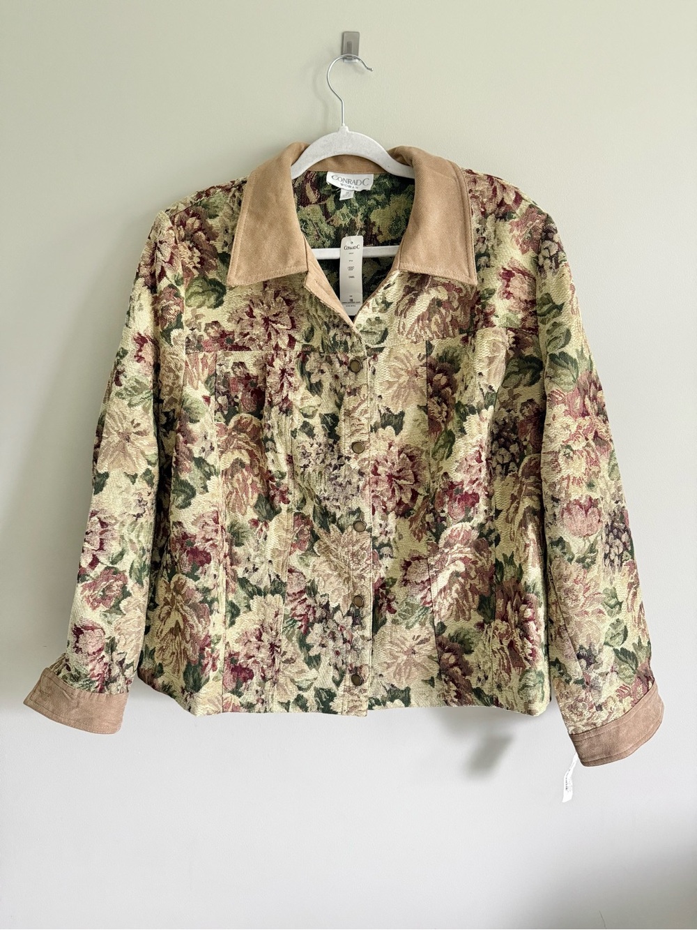 BNWT VINTAGE Conrad C tapestry jacket floral woven cord collar